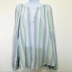 GAP White Multi Color Stitching Bell Sleeve Top Small
